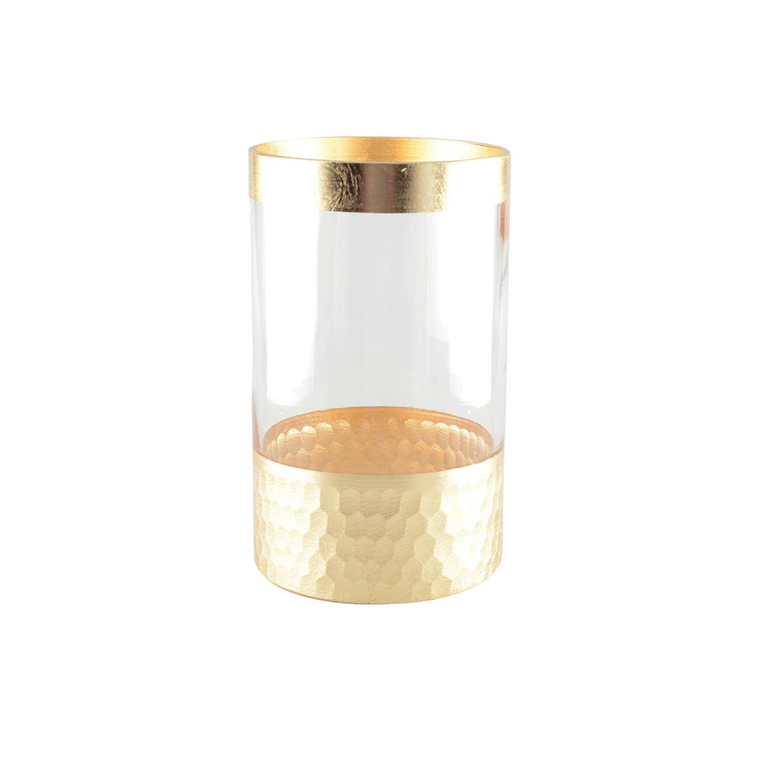Transparente Vase mit goldenen Details 20cm