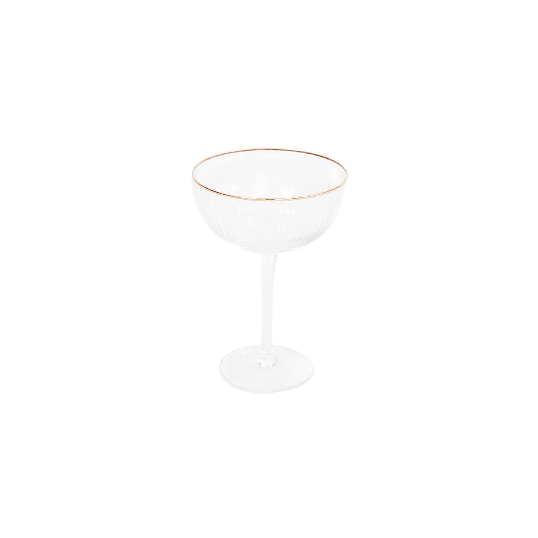 Edler Champagnerkelch mit goldenem Rand 2er-Set