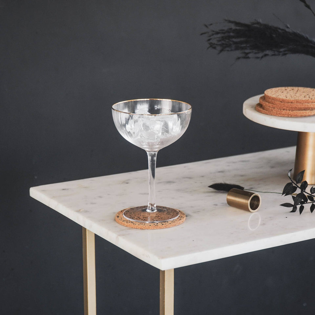 Edler Champagnerkelch mit goldenem Rand 2er-Set