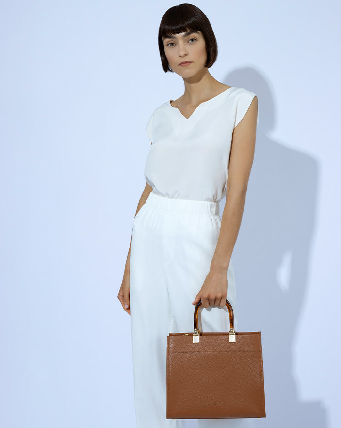 DeZANO - Savona Shopper Handtasche mit Gold Details