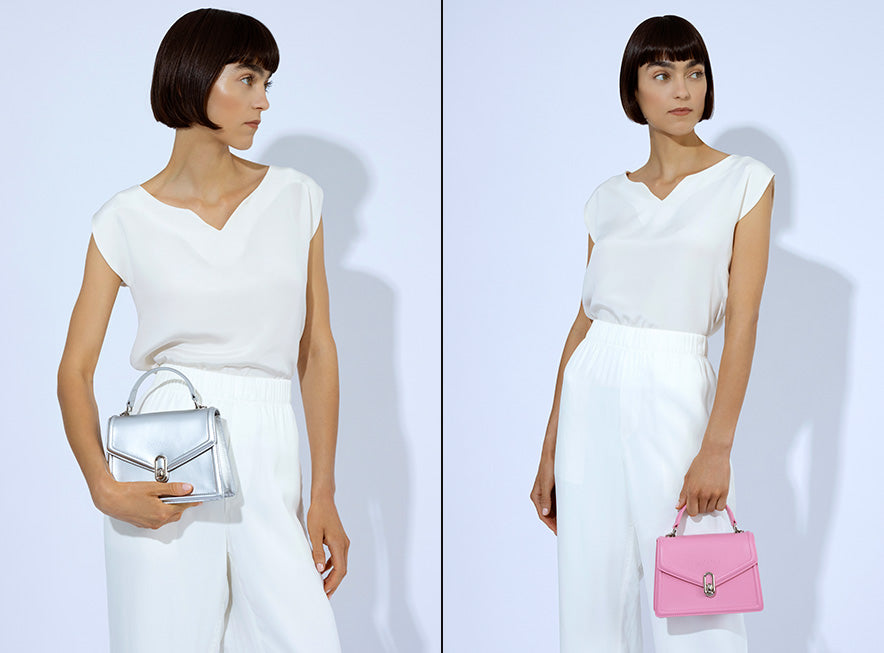 DeZANO Avellino- Handtasche mit Silber Details